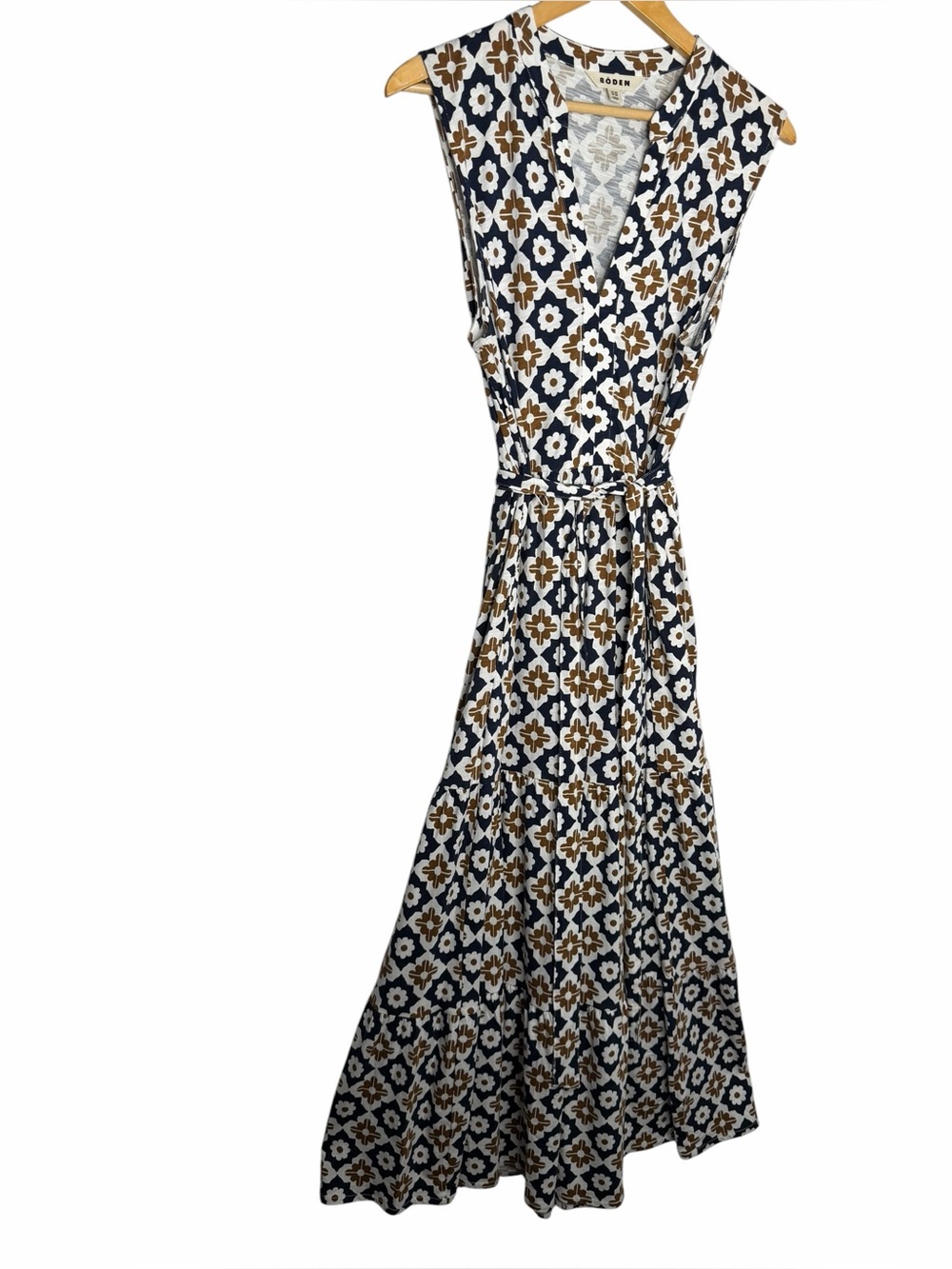 Boden Naomi Notch Jersey Maxi Dress Navy Floral Geometic 12 - Picture 5 of 9